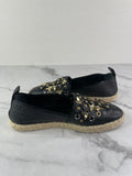 Louis Vuitton Black Leather Tropical Bloom Espadrille Flats Size 35.5