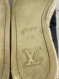 Louis Vuitton Black Leather Tropical Bloom Espadrille Flats Size 35.5