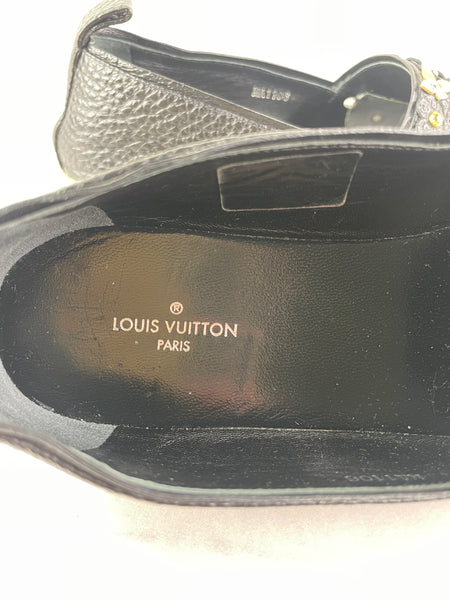 Louis Vuitton Black Leather Tropical Bloom Espadrille Flats Size 35.5