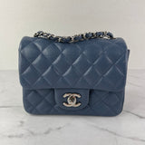 CHANEL Dark Blue Caviar Quilted Mini Square Flap Bag