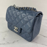 CHANEL Dark Blue Caviar Quilted Mini Square Flap Bag