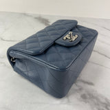 CHANEL Dark Blue Caviar Quilted Mini Square Flap Bag