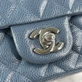 CHANEL Dark Blue Caviar Quilted Mini Square Flap Bag