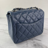 CHANEL Dark Blue Caviar Quilted Mini Square Flap Bag