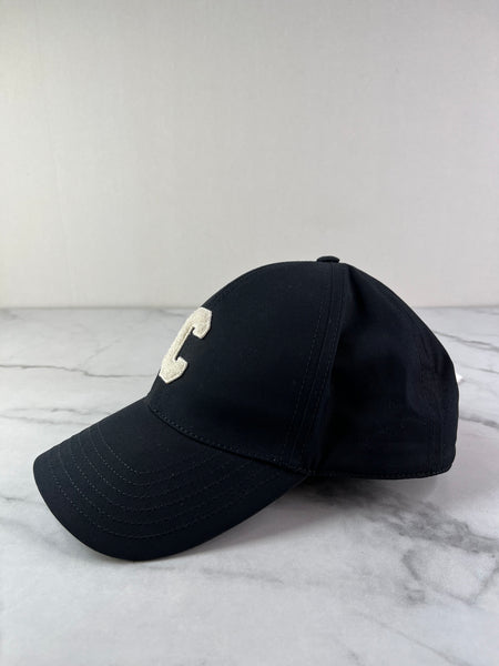 CELINE BLACK INITIAL BASEBALL CAP IN COTTON Size Medium