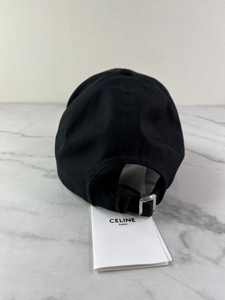 CELINE BLACK INITIAL BASEBALL CAP IN COTTON Size Medium