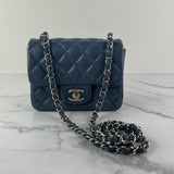 CHANEL Dark Blue Caviar Quilted Mini Square Flap Bag