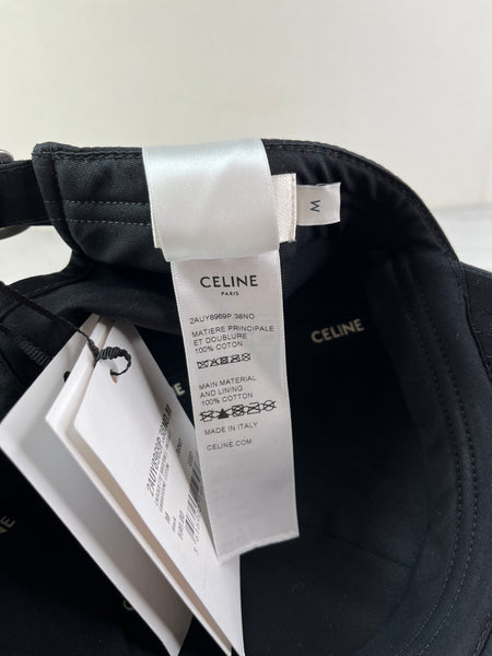 CELINE BLACK INITIAL BASEBALL CAP IN COTTON Size Medium