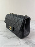 CHANEL Black Lambskin Quilted Mini Rectangular Pearl Crush Flap Crossbody/Shoulder Bag
