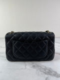 CHANEL Black Lambskin Quilted Mini Rectangular Pearl Crush Flap Crossbody/Shoulder Bag