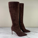 CHRISTIAN LOUBOUTIN Expresso Brown Suede “Kate Botta 85” knee-high boots Size 38.5