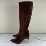 CHRISTIAN LOUBOUTIN Expresso Brown Suede “Kate Botta 85” knee-high boots Size 38.5