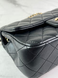 CHANEL Black Lambskin Quilted Mini Rectangular Pearl Crush Flap Crossbody/Shoulder Bag