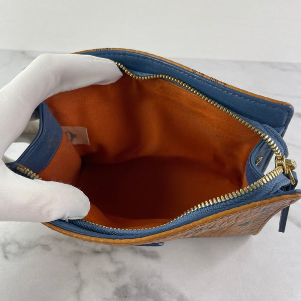 MCM Cognac Brown Small Visetos Zip Pouch