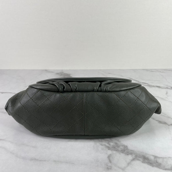 CHANEL Olive Green Caviar Leather Timeless Half Moon Flap Shoulder Bag