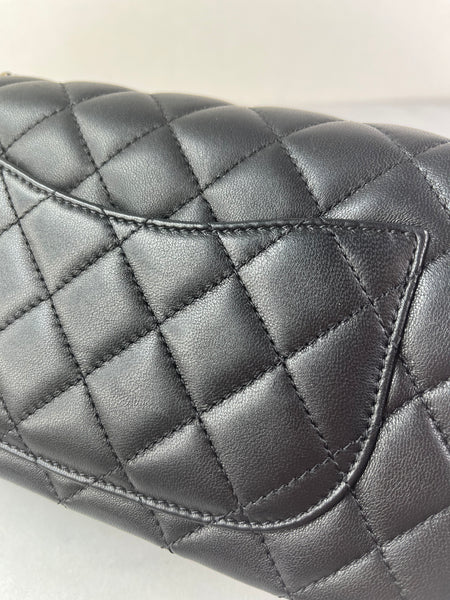 CHANEL Black Lambskin Quilted Mini Rectangular Pearl Crush Flap Crossbody/Shoulder Bag