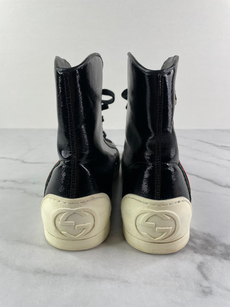 GUCCI Women’s Black Leather High Top Sneakers Size 37.5