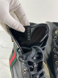GUCCI Women’s Black Leather High Top Sneakers Size 37.5