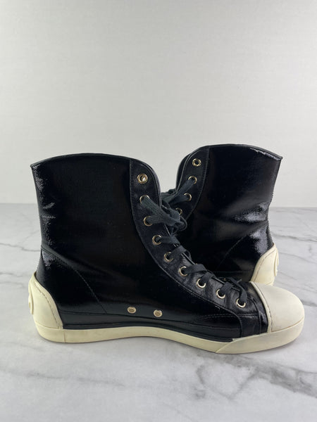 GUCCI Women’s Black Leather High Top Sneakers Size 37.5