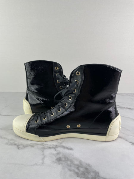 GUCCI Women’s Black Leather High Top Sneakers Size 37.5