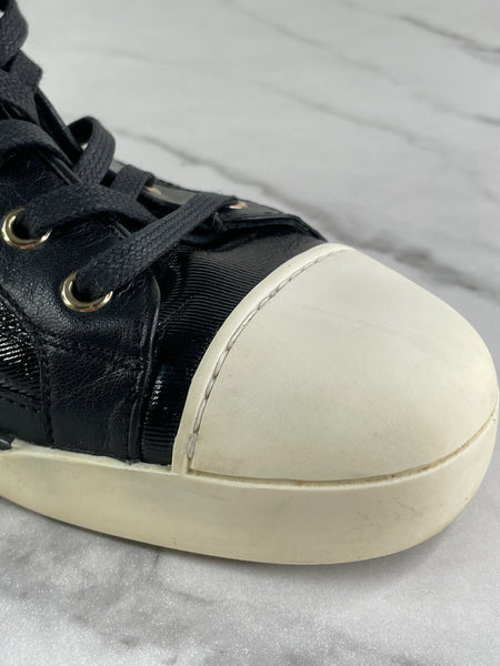 GUCCI Women’s Black Leather High Top Sneakers Size 37.5