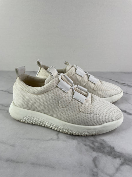 HERMES Women’s White Mesh Technical Canvas Team Sneakers Size 36