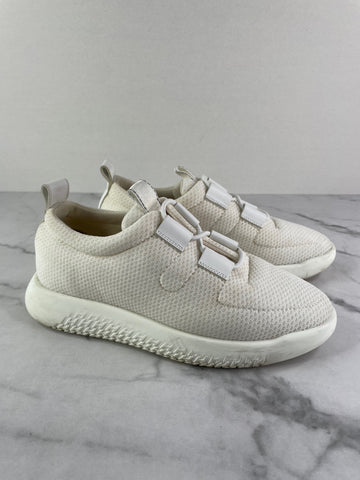 HERMES Women’s White Mesh Technical Canvas Team Sneakers Size 36