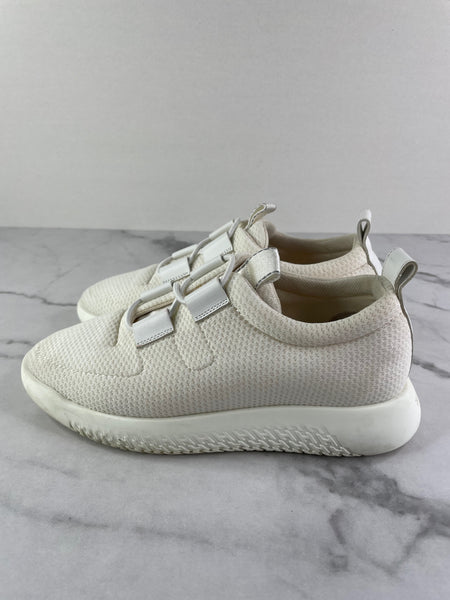 HERMES Women’s White Mesh Technical Canvas Team Sneakers Size 36