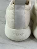 HERMES Women’s White Mesh Technical Canvas Team Sneakers Size 36