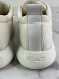 HERMES Women’s White Mesh Technical Canvas Team Sneakers Size 36
