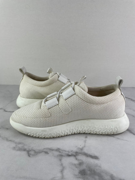HERMES Women’s White Mesh Technical Canvas Team Sneakers Size 36
