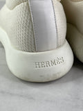 HERMES Women’s White Mesh Technical Canvas Team Sneakers Size 36
