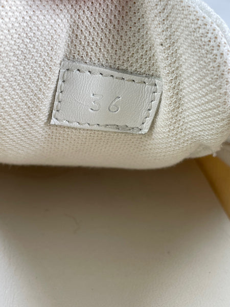 HERMES Women’s White Mesh Technical Canvas Team Sneakers Size 36