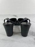 CHANEL Black Textured Calfskin Glazed Goatskin Cap Toe CC Slingback Pumps Size 36