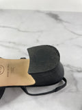 CHANEL Black Textured Calfskin Glazed Goatskin Cap Toe CC Slingback Pumps Size 36