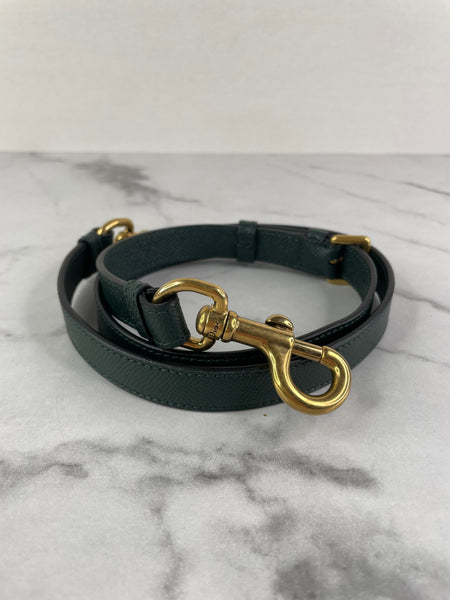 CHRISTIAN DIOR Dark Green (Vert Sapin) Grained Calfskin Saddle Bag with Strap