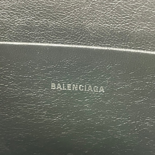 Balenciaga Black/White Calfskin Logo Large Zip Pouch/Clutch