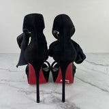 CHRISTIAN LOUBOUTIN Black Veau Velours Silk Bow Torrida Alta Platform 150 Sandals Size 39