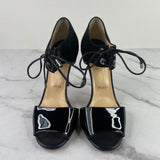 CHRISTIAN LOUBOUTIN Black Patent/Suede Mayerling 100 Sandals Size 39.5
