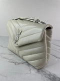 SAINT LAURENT Cream/Off White Small Loulou Matelassé Leather Crossbody/Shoulder Bag