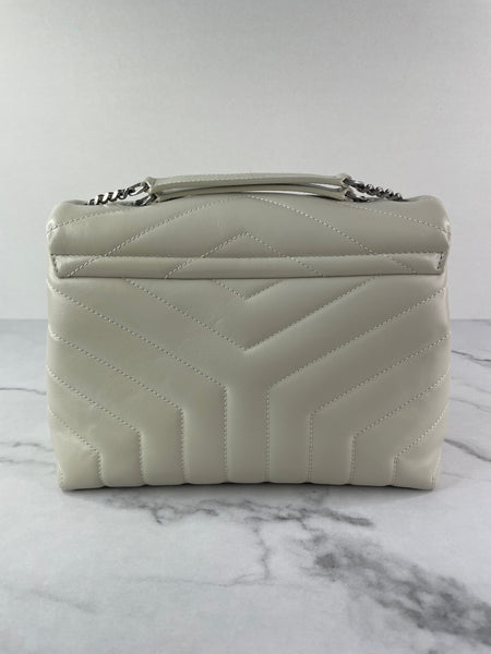 SAINT LAURENT Cream/Off White Small Loulou Matelassé Leather Crossbody/Shoulder Bag