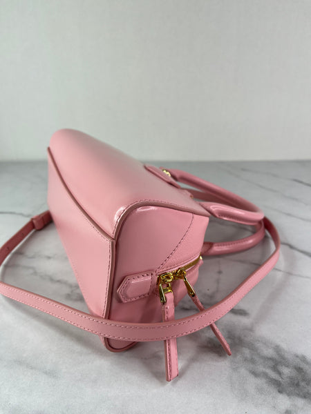 GIVENCHY Flamingo Pink Box Leather Mini Antigona East-West Crossbody/Shoulder Bag