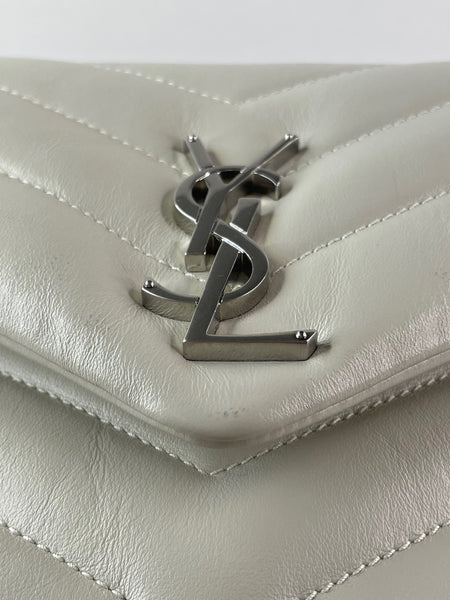 SAINT LAURENT Cream/Off White Small Loulou Matelassé Leather Crossbody/Shoulder Bag