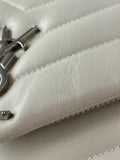 SAINT LAURENT Cream/Off White Small Loulou Matelassé Leather Crossbody/Shoulder Bag