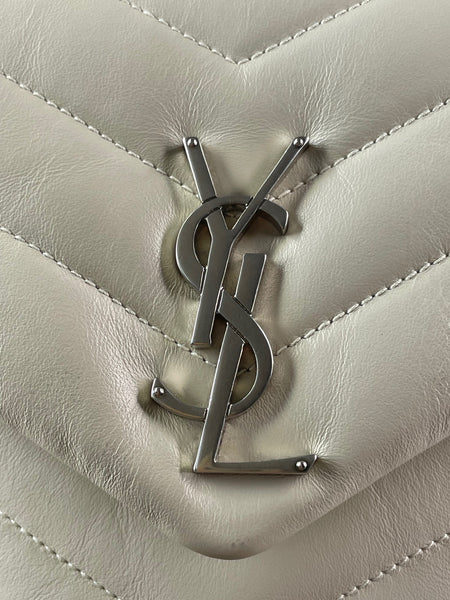 SAINT LAURENT Cream/Off White Small Loulou Matelassé Leather Crossbody/Shoulder Bag