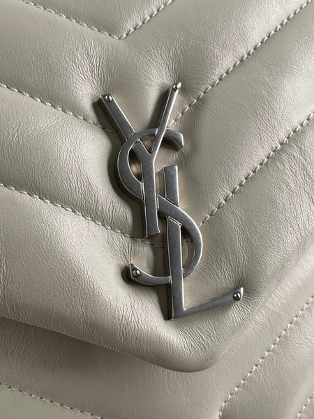 SAINT LAURENT Cream/Off White Small Loulou Matelassé Leather Crossbody/Shoulder Bag