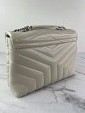 SAINT LAURENT Cream/Off White Small Loulou Matelassé Leather Crossbody/Shoulder Bag