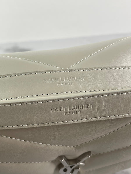 SAINT LAURENT Cream/Off White Small Loulou Matelassé Leather Crossbody/Shoulder Bag