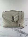 SAINT LAURENT Cream/Off White Small Loulou Matelassé Leather Crossbody/Shoulder Bag