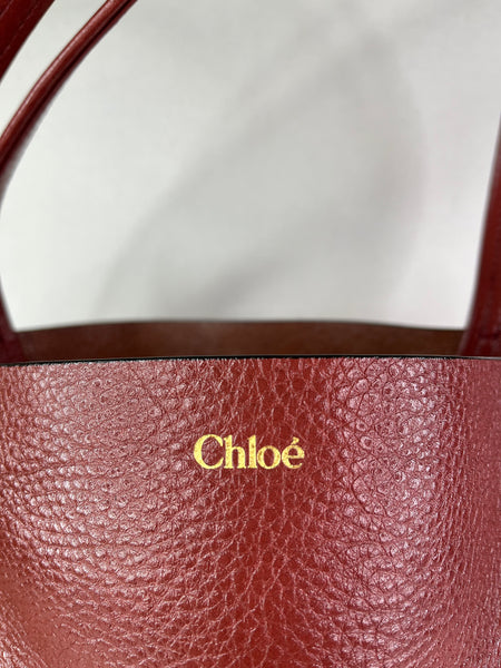 Chloé Burgundy Red Medium Spin Leather Tote Shoulder Bag